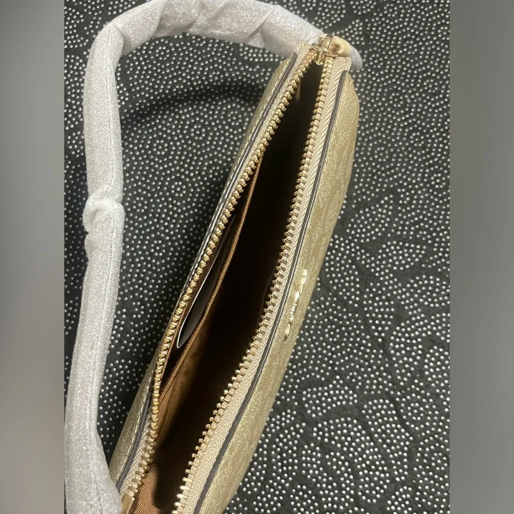 Coach Signature Canvas Shoulder Bag in Light Khaki and Tan